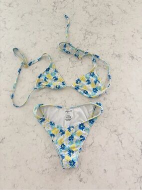 LA Hearts Floral Triangle String Bikini Set
